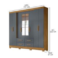 Guarda Roupa Casal Grande com Espelho 273x222cm San Lorenzo Moval Freijó Cinza - 3