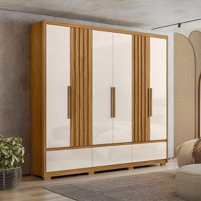 Guarda Roupa Grande com Ripado 240x230cm Amazonas Moval Freijó Off White
