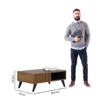 Mesa de Centro com Detalhe Ripado Jeri Noce Milano Preto Fosco Colibri - 3