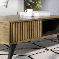 Mesa de Centro com Detalhe Ripado Jeri Noce Milano Preto Fosco Colibri - 5