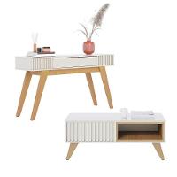 Kit Aparador e Mesa de Centro Off White Freijó Colibri - 1