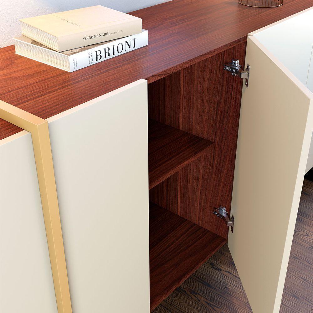 Buffet Aparador com 4 Portas 160x79cm Copacabana Colibri Off White Dourado - 2