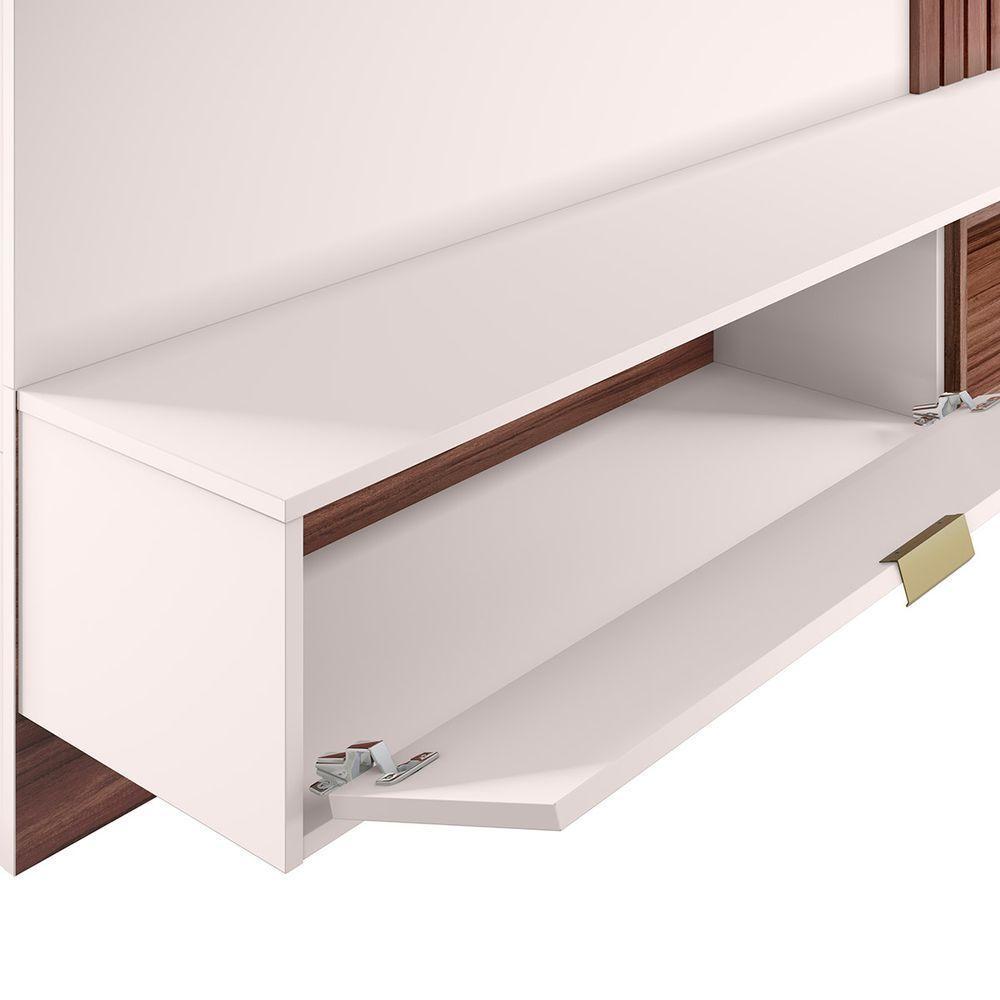 Painel Ripado Suspenso Para TV Até 65 Pol com Led 180x156cm Tocantins Colibri Off White Nogueira - 5