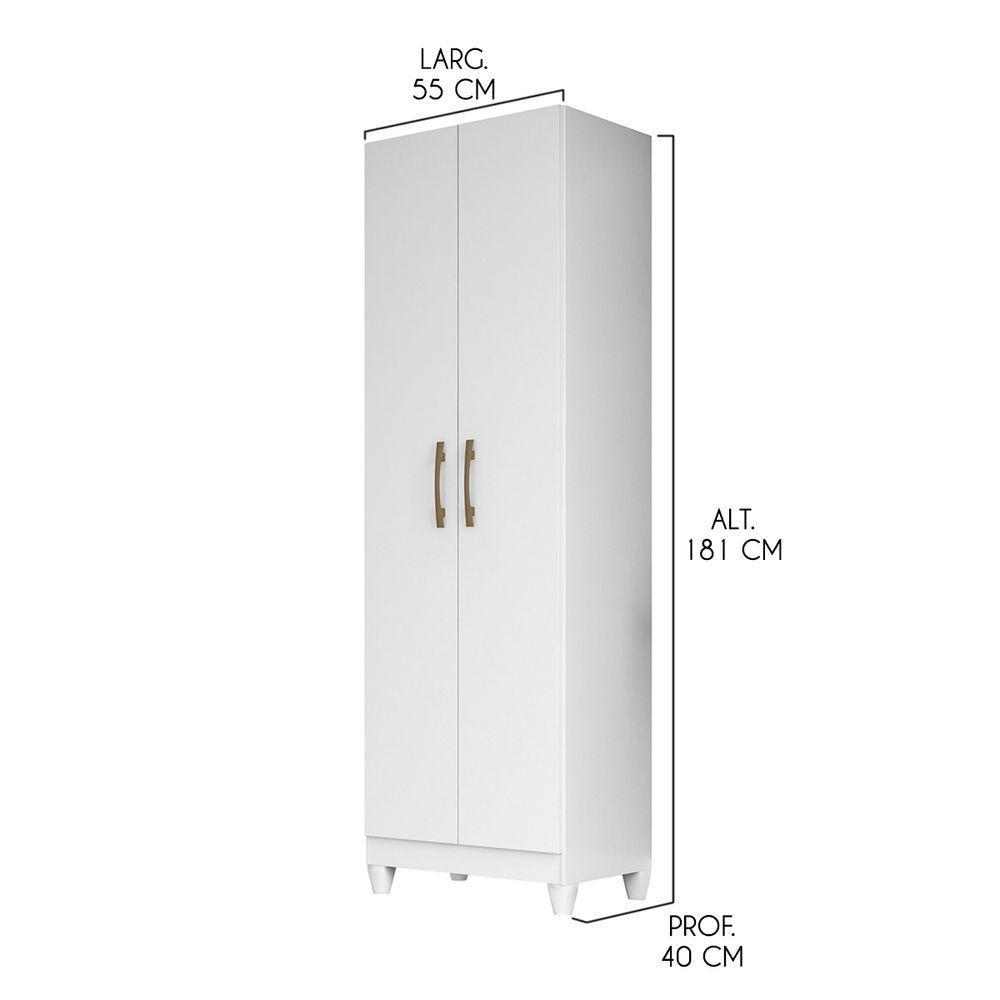 Armário Multiuso com 2 Portas 55x181cm New Iris Moval Branco - 4