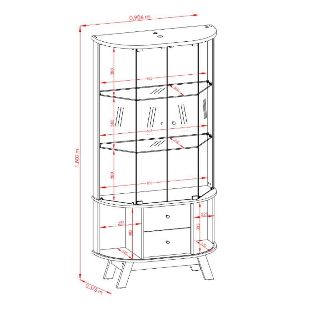 Cristaleira com Led e Portas de Vidro 90x160cm Moss Madetec Calacata Off White - 3