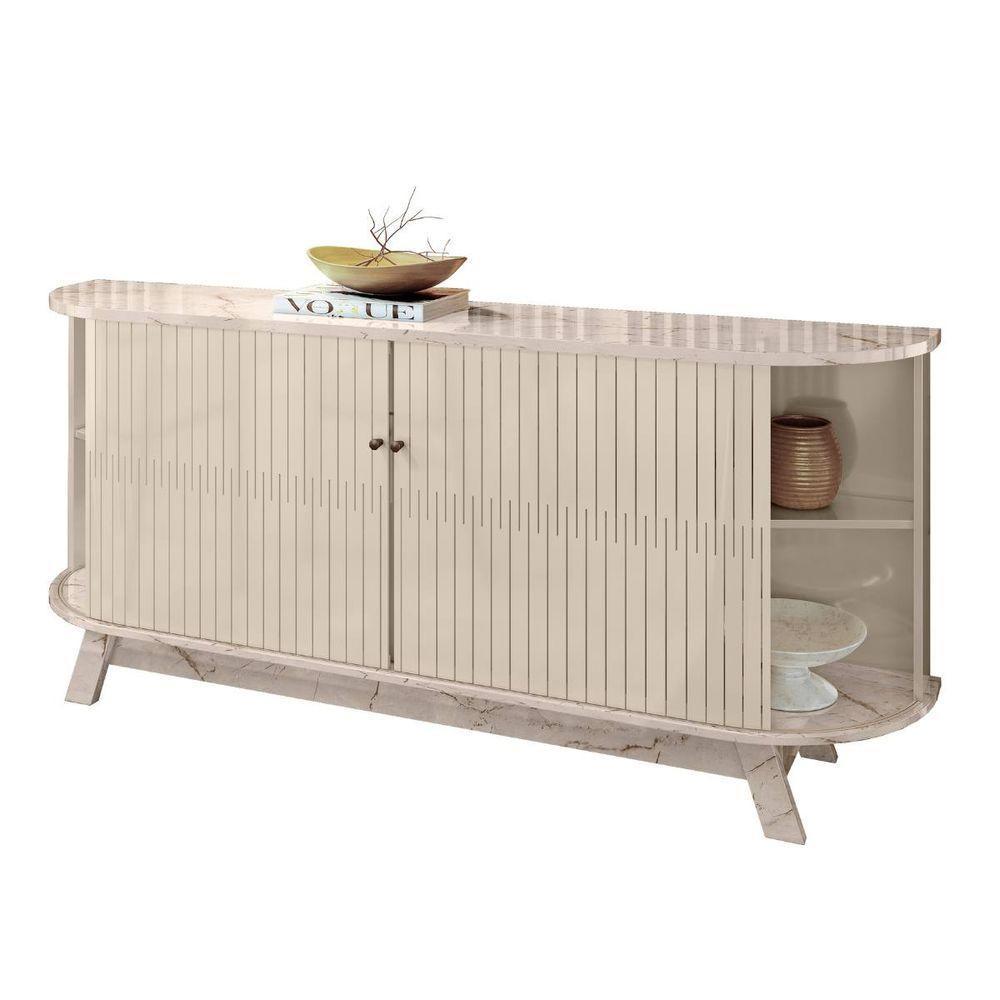 Buffet Aparador 4 Portas 2 Gavetas 183x81cm Mônaco Madetec Calacata Off White - 3
