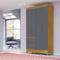 Guarda Roupa de Solteiro com 4 Portas 110x204cm Madri Moval Freijó Cinza - 1