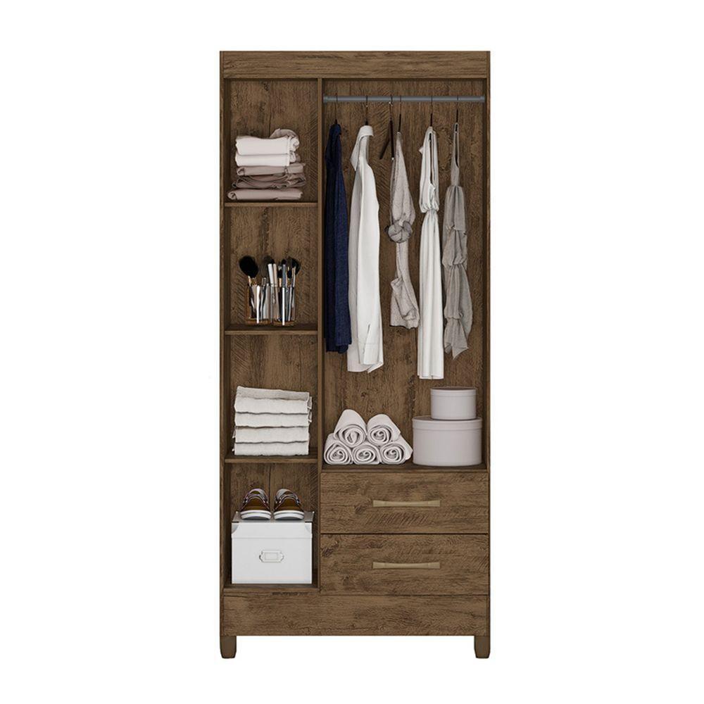 Guarda Roupa de Solteiro com 3 Portas 82x182cm Lima Moval Castanho - 4