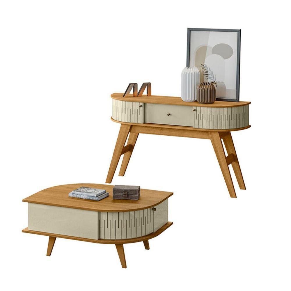 Kit Sala de Estar Mesa de Centro e Aparador Estoril Madetec Cumaru Opala - 2