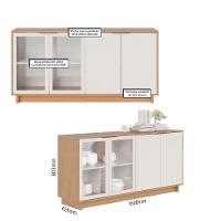 Conjunto Buffet Aparador e Cristaleira com Led Off White Freijó Colibri - 2