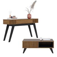 Kit com Aparador e Mesa de Centro Noce Preto Colibri - 1