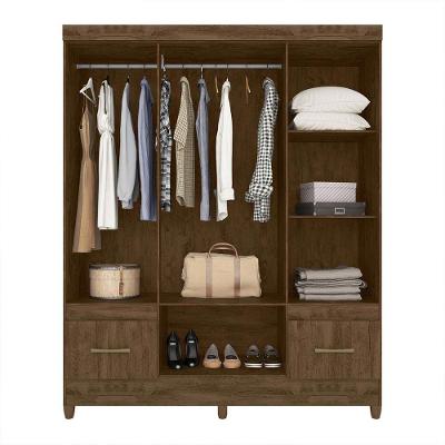 Guarda Roupa Casal MS912 6 Portas de Giro 2 Gavetas Castanho MDP Moval Móveis