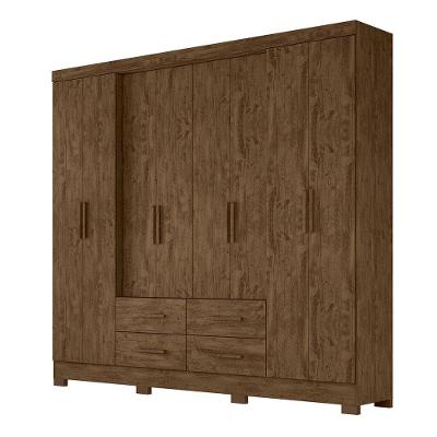 Guarda Roupa Casal Grande com 8 Portas 273x222cm San Lorenzo Moval Castanho
