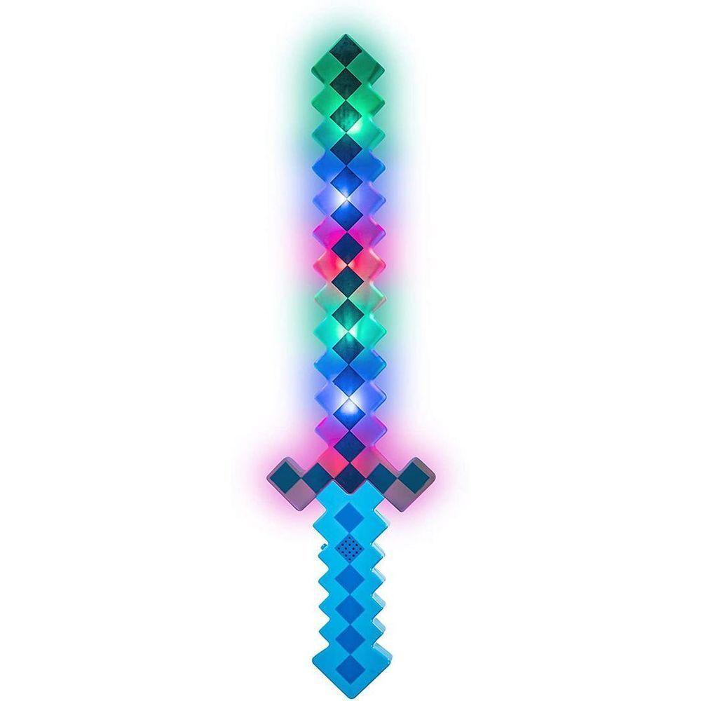 Brinquedo Espada Pixel Minecraft 58cm Som E Luz Azul Nº18 - 1