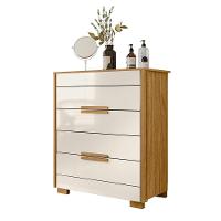 Cômoda Com 4 Gavetas 86x103cm Dhara Moval Cor:freijó/off White - 2