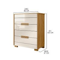Cômoda Com 4 Gavetas 86x103cm Dhara Moval Cor:freijó/off White - 3