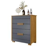 Cômoda Com 4 Gavetas 86x103cm Dhara Moval Cor:freijó/cinza - 2