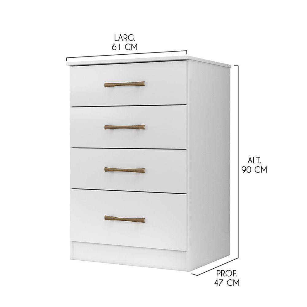 Cômoda Com 4 Gavetas 61x90cm Ms913 Moval Cor:branco - 3