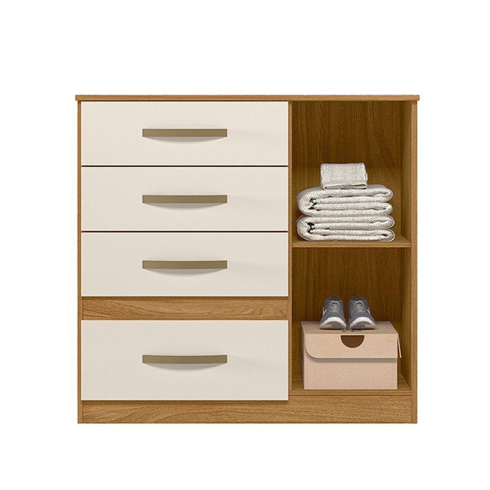 Cômoda Sapateira Com 5 Gavetas 1 Porta 98x100cm Vênus Moval Cor:freijó/off White - 3