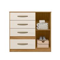 Cômoda Sapateira Com 5 Gavetas 1 Porta 98x100cm Vênus Moval Cor:freijó/off White - 3