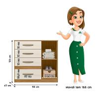 Cômoda Sapateira Com 5 Gavetas 1 Porta 98x100cm Vênus Moval Cor:freijó/off White - 4