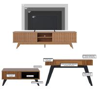 Kit Sala de Estar Rack com Mesa de Centro e Aparador Noce Preto 3 Peças Colibri - 3