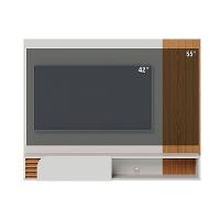 Painel Home Suspenso com Detalhe Ripado Para TV Até 60' Jurere Off White Matte Freijo Colibri - 3