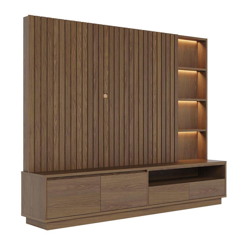 Estante Home Ripado Para TV Até 82 Pol com Led 240x198cm Cancún Colibri Amêndoa - 2