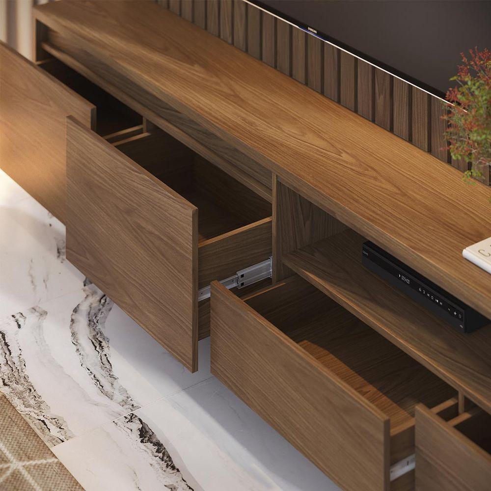 Estante Home Ripado Para TV Até 82 Pol com Led 240x198cm Cancún Colibri Amêndoa - 4