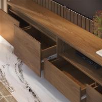 Estante Home Ripado Para TV Até 82 Pol com Led 240x198cm Cancún Colibri Amêndoa