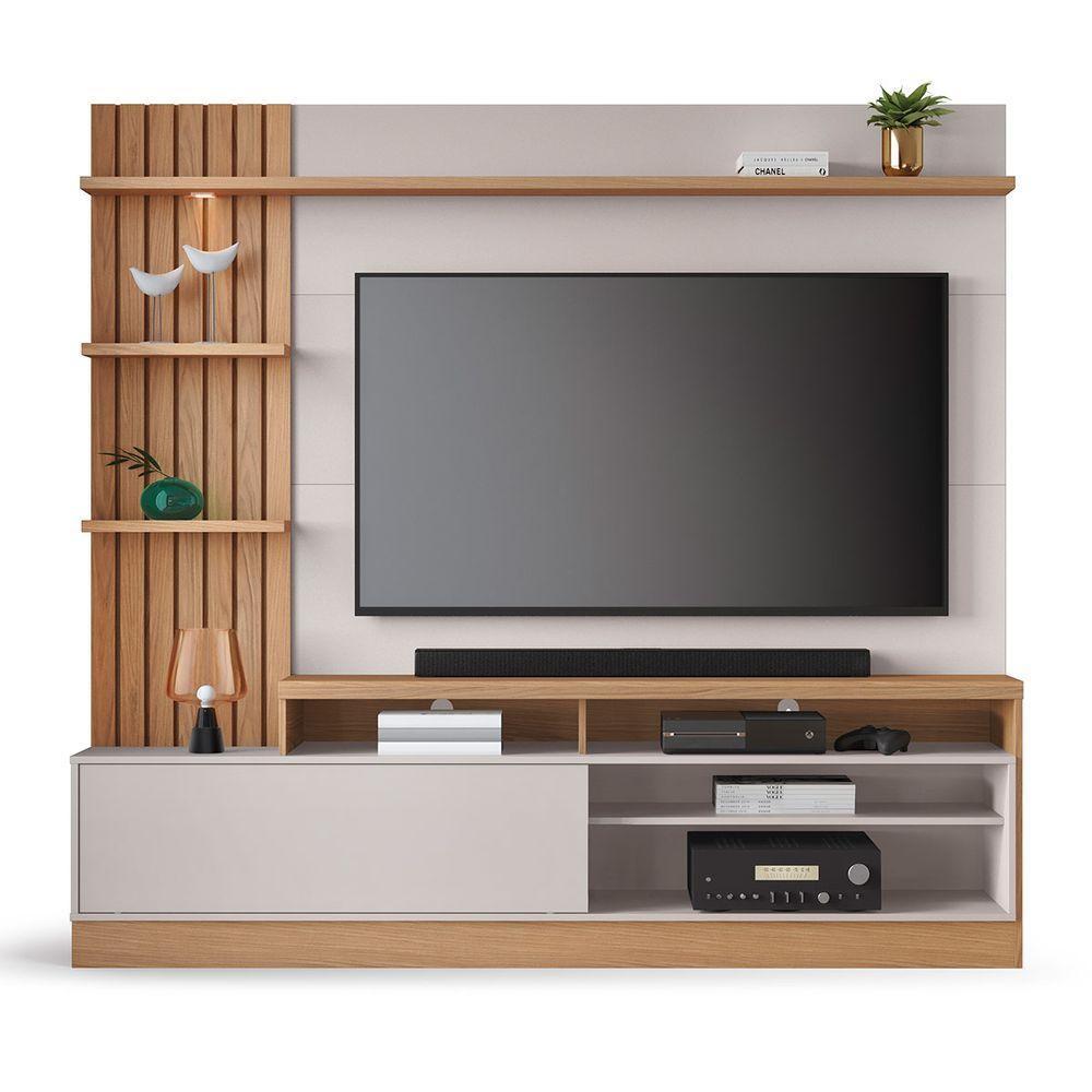 Estante Home Ripada Para TV Até 65 Pol com Led 200x185cm Maceió Colibri Freijó Off White - 3