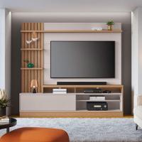 Estante Home Ripada Para TV Até 65 Pol com Led 200x185cm Maceió Colibri Freijó Off White - 1