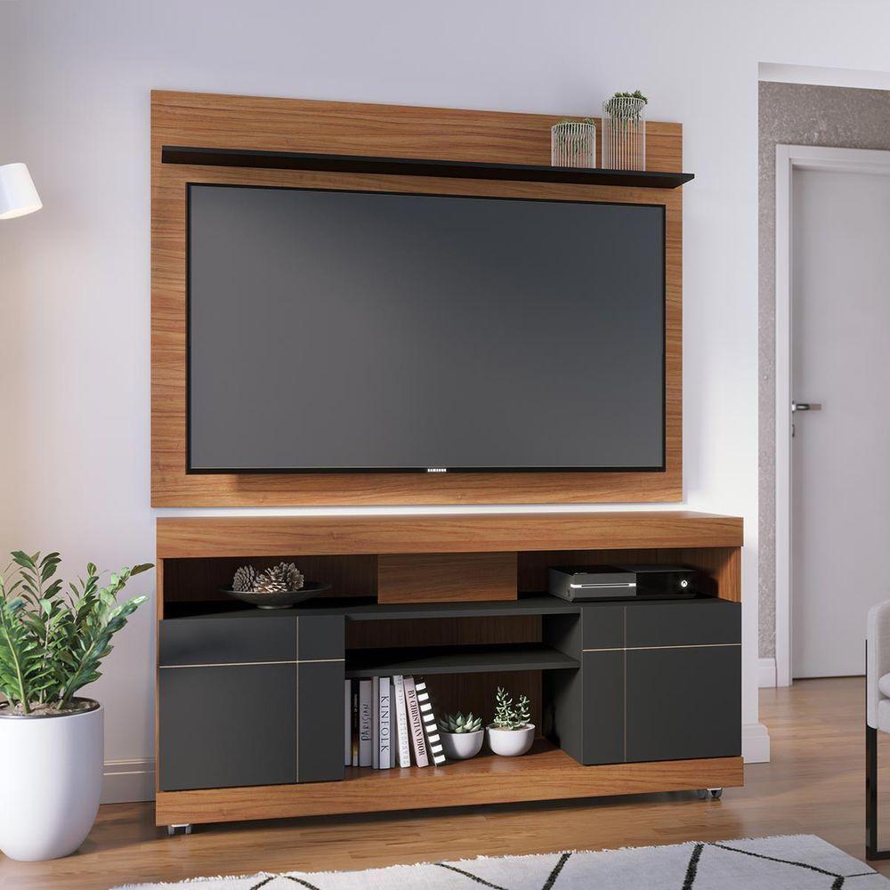 Rack com Painel Para TV Até 55 Pol 136x168cm Colibri Noce-preto - 1