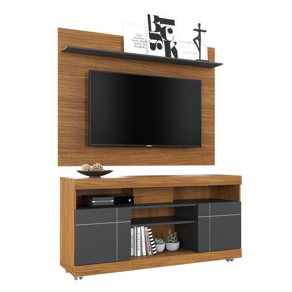 Rack com Painel Para TV Até 55 Pol 136x168cm Colibri Noce-preto - 2