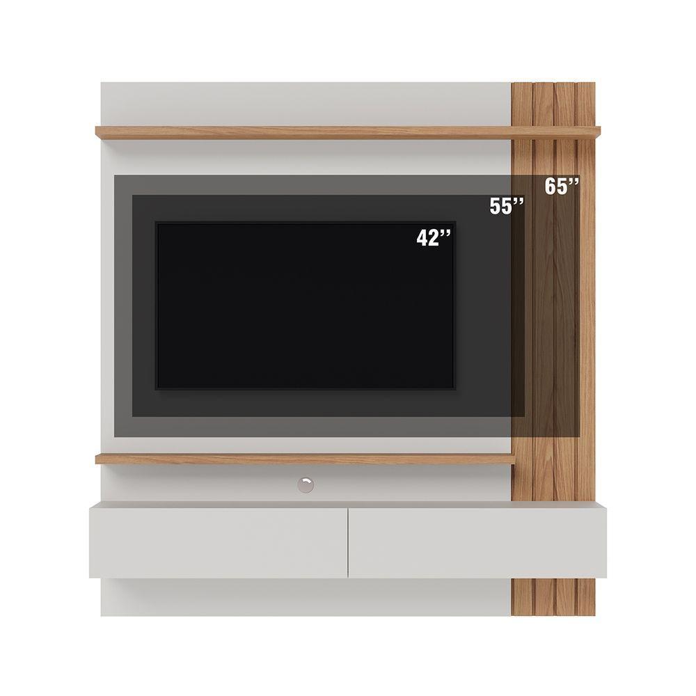 Painel Home Suspenso com Detalhe Ripado Para TV Até 65' Juriti Off White Matte Freijo Colibri - 3