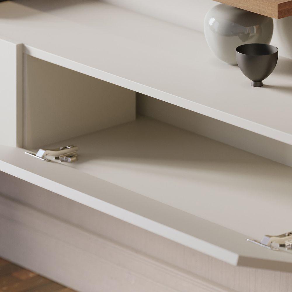 Painel Home Suspenso com Detalhe Ripado Para TV Até 65' Juriti Off White Matte Freijo Colibri - 5