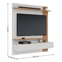 Painel Home Suspenso com Detalhe Ripado Para TV Até 65' Juriti Off White Matte Freijo Colibri