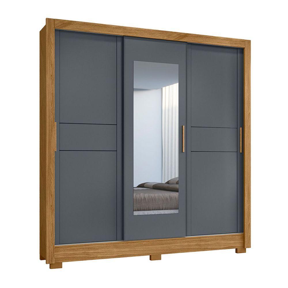 Guarda Roupa com Porta de Correr Espelho 202x212cm Bahamas Moval Freijó Cinza - 2