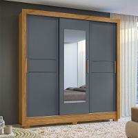 Guarda Roupa com Porta de Correr Espelho 202x212cm Bahamas Moval Freijó Cinza - 1