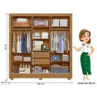 Guarda Roupa com Porta de Correr Espelho 202x212cm Bahamas Moval Freijó Cinza - 4