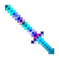 Espada Pixel Minecraft 58cm Diamante Som E Luz à Pilha Azul - 1