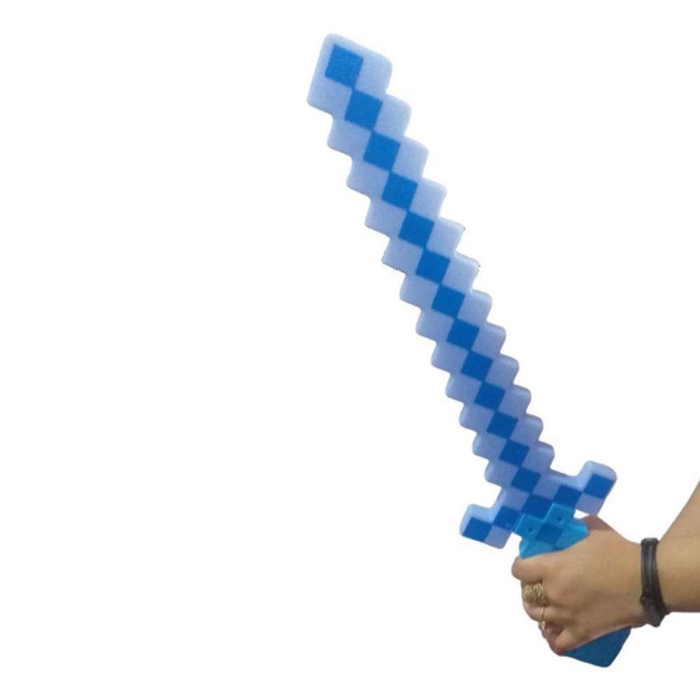 Brinquedo Espada Pixel Minecraft 58cm Som E Luz Azul Nº11 - 2