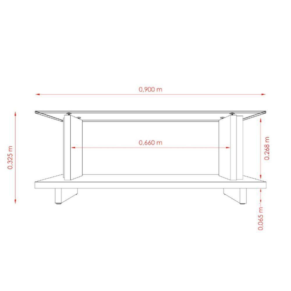 Mesa de Centro com Vidro 90x32cm Frizz Madetec Cinamomo Off White - 3