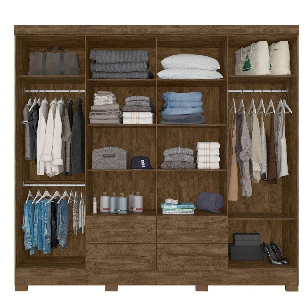 Guarda Roupa Casal Grande com Espelho 273x222cm San Lorenzo Moval Castanho - 4