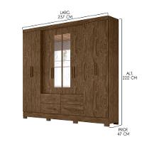 Guarda Roupa Casal Grande com Espelho 273x222cm San Lorenzo Moval Castanho - 3