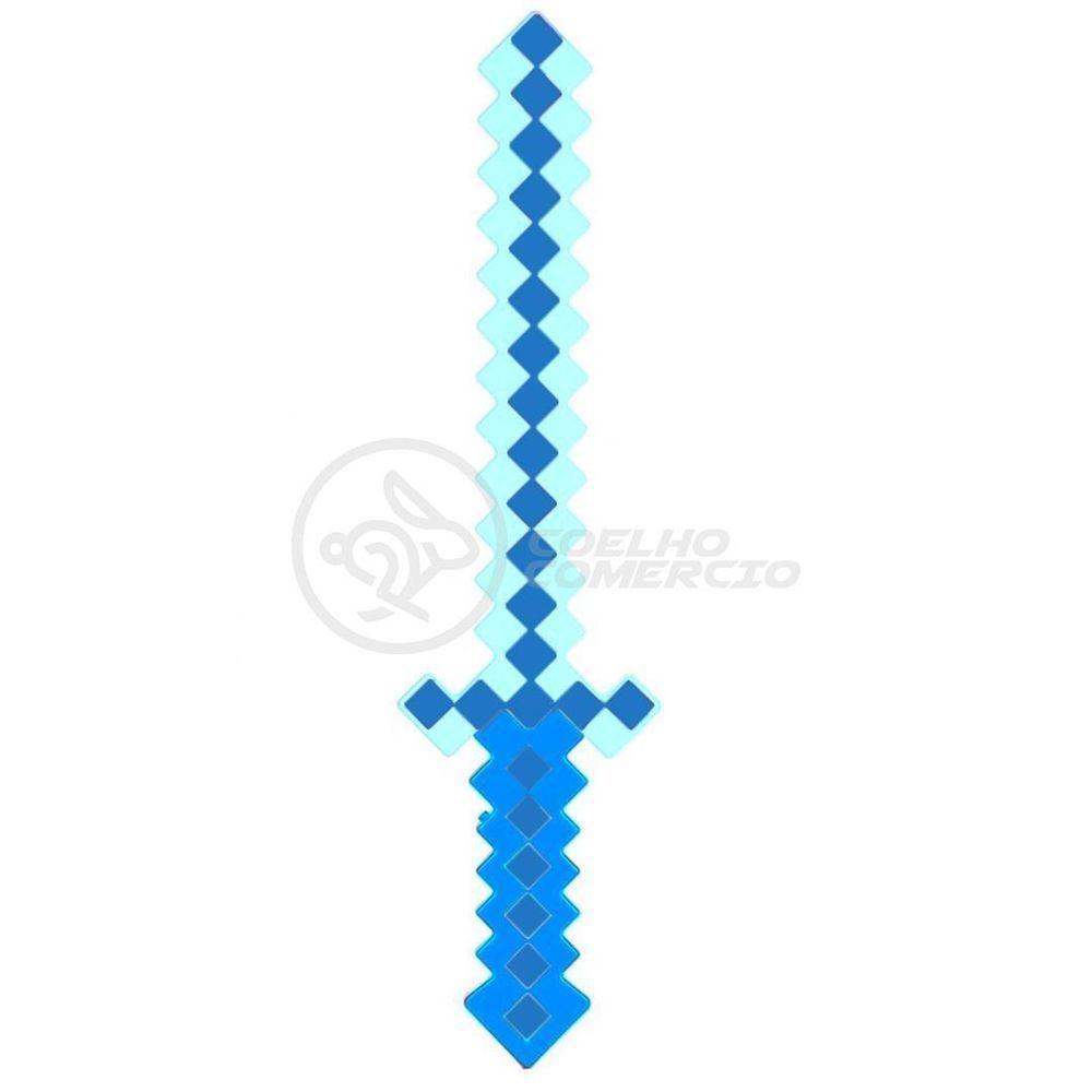 Brinquedo Espada Pixel Minecraft 58cm Som E Luz Azul Nº21 - 3