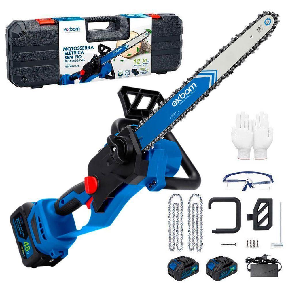 Motosserra Elétrica Portátil 12 Polegadas Brushless Com Led E Bateria 48v - 1
