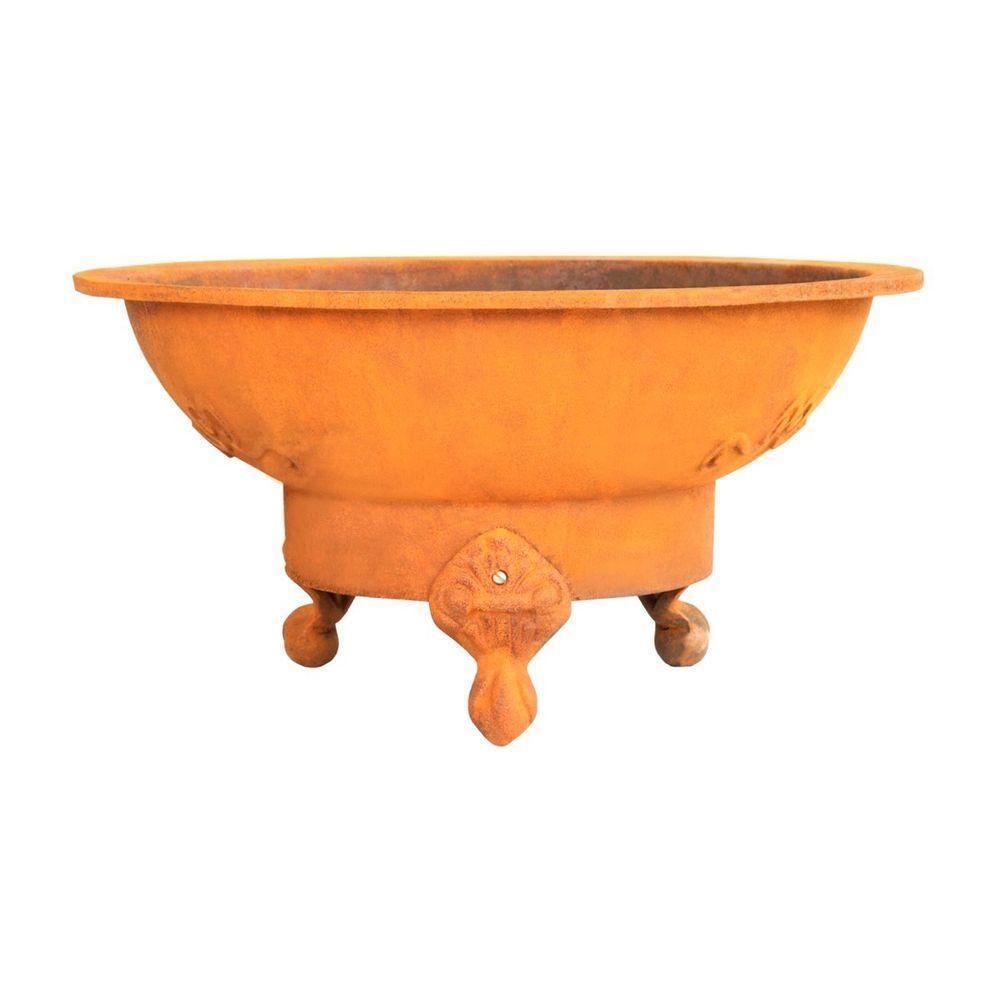 Lenheiro Lareira Braseiro Envelhecida Externa Em Ferro 64cm - 1