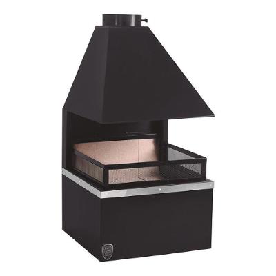 Lareira de Meio com Kit Instalação para Ambientes Até 40m² Preto Fornos Pinhal