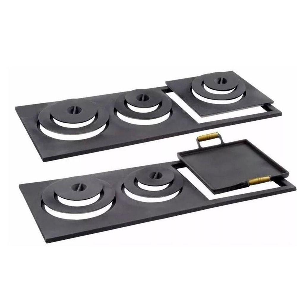 Chapa para Fogão a Lenha 3 Furos com Redução e Picanheira - 1